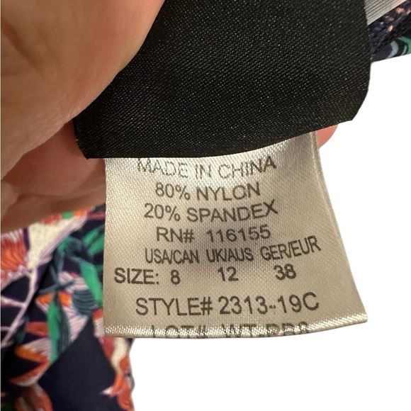 Shore Shape Tropical Floral Print Ruched Ruffle Swimsuit Size 8 Resortwear - Picture 6 of 7